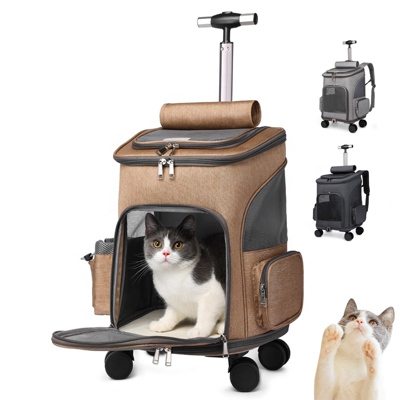 Pet trolley pet carrier Portable Large Rolling Carrier with Removable Detachable Wheeled