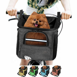 Folding dog bike basket pet dog basket bike handlebars basket ventilated bike backpack