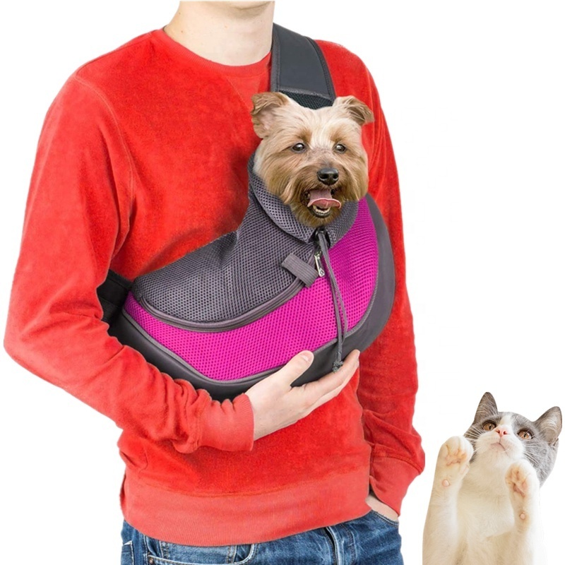 Adjustable Hands-Free Single Shoulder Dog bag Cat pet Carrier Pet Sling Carrier For Puppy dog carrier sling with Breathable Mesh