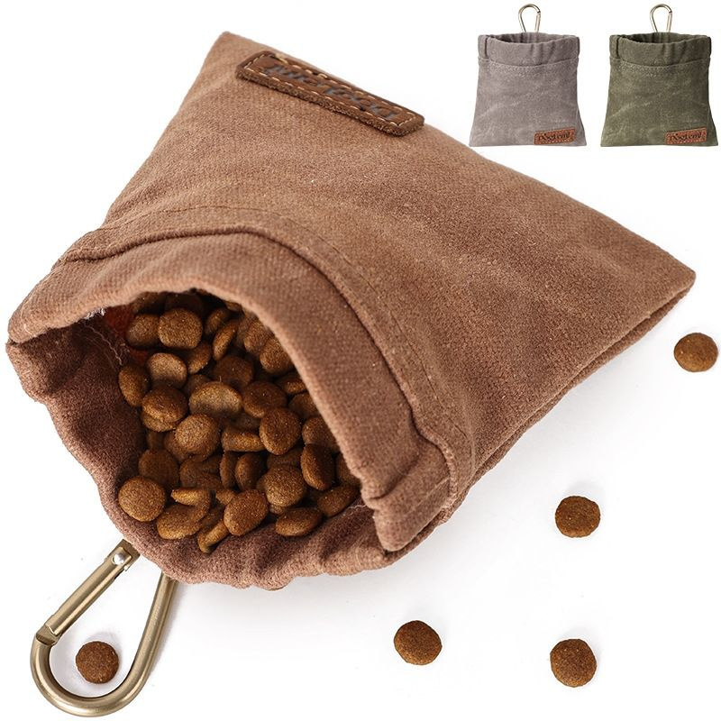 Retro Waterproof Portable outdoor Walking Training Bag Pocket Sized Dog Treat Pouch with clip