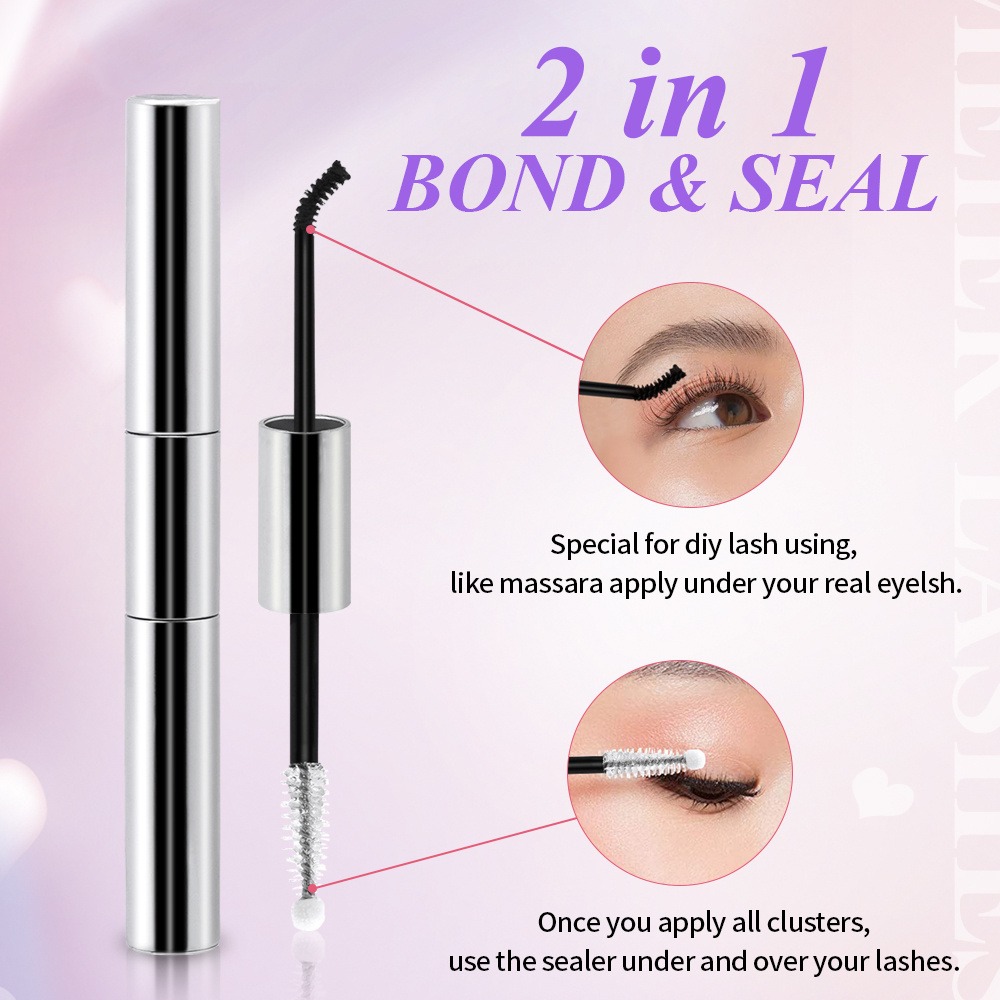 Long Lasting Diy Lashes Extension Kit 2 in 1 Bond and Seal Waterproof Glue Eyelash Korean Cluster Eyelash Glue