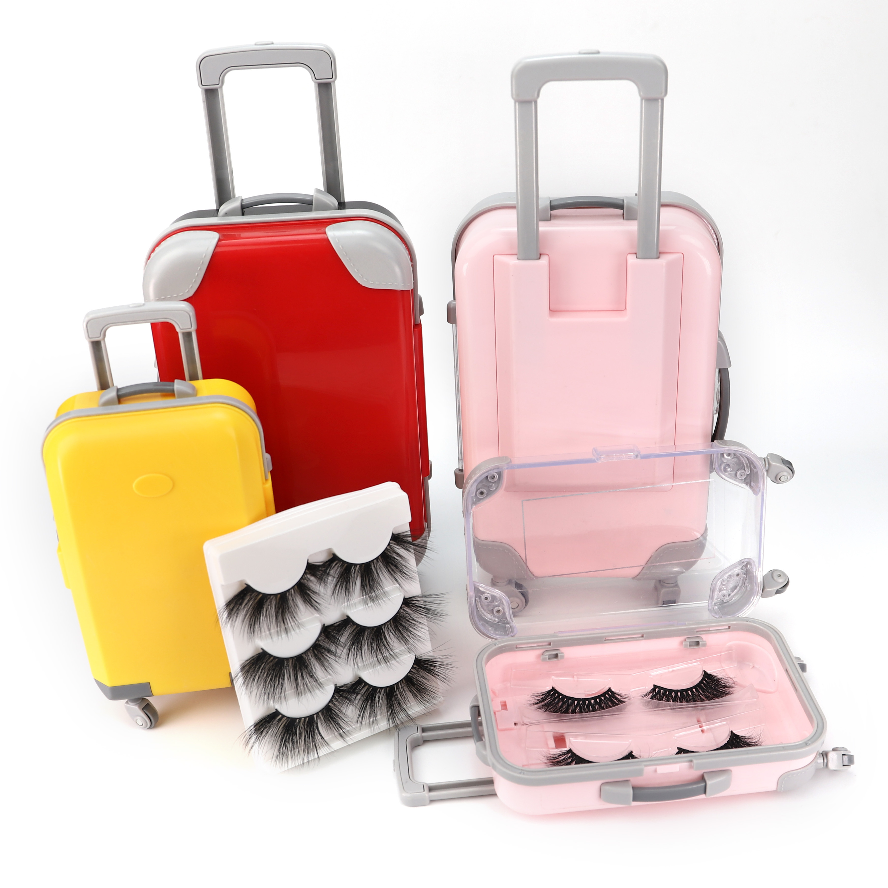 Mini Eyelash Suitcases Lash Wholesale Magnetic Eyelashes Manga Lashes With Pvc Fashion Luggage Packaging Case