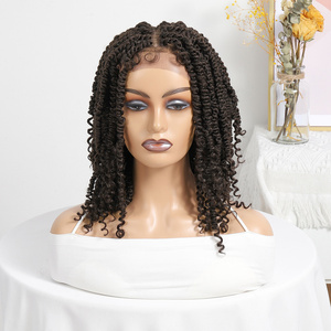 Short Braided Wigs for Black Women Black Short Dreadlock Wigs Afro Braids Curly Synthetic Hair Nu Faux Locs Wigs