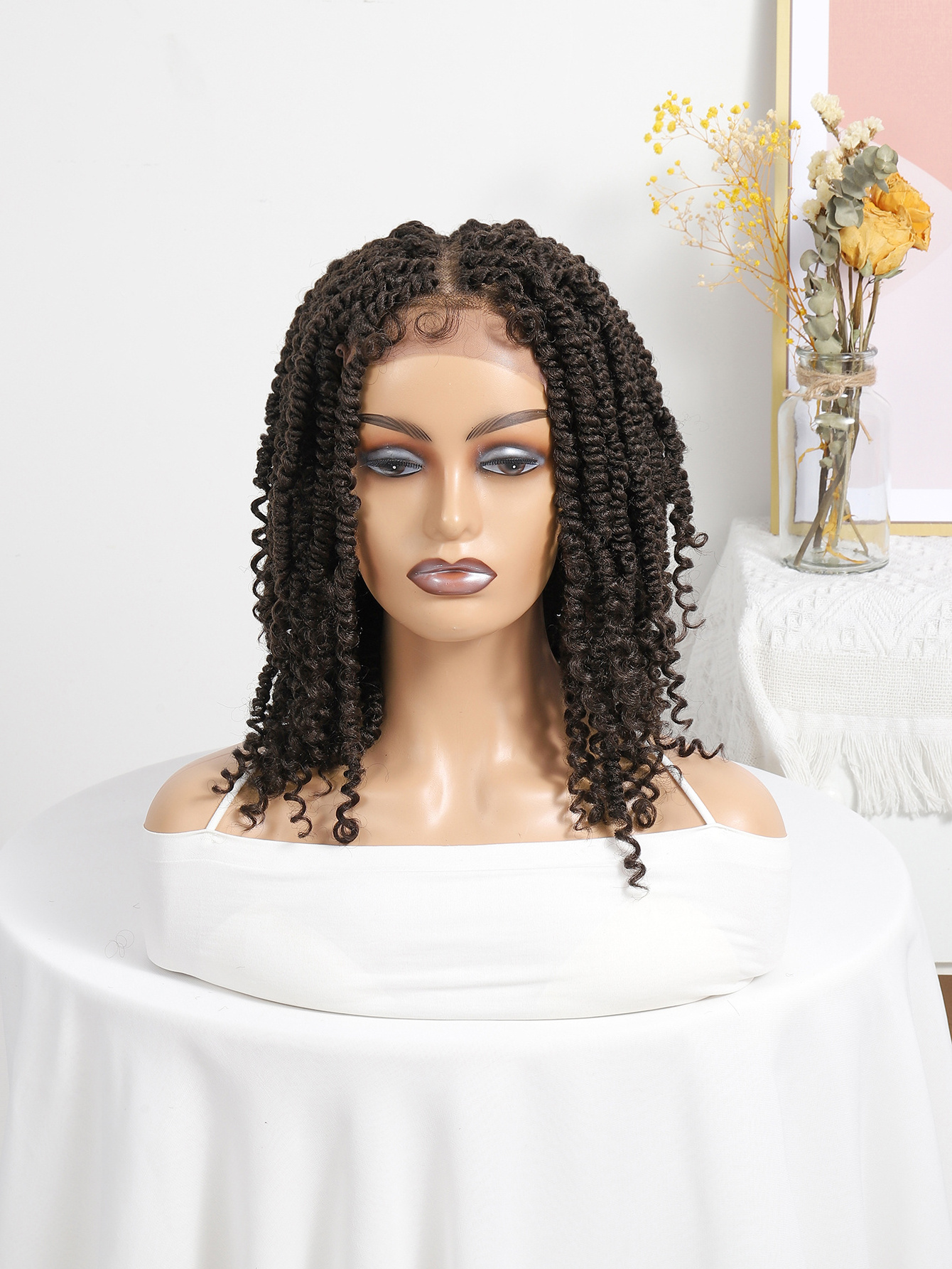 Short Braided Wigs for Black Women Black Short Dreadlock Wigs Afro Braids Curly Synthetic Hair Nu Faux Locs Wigs