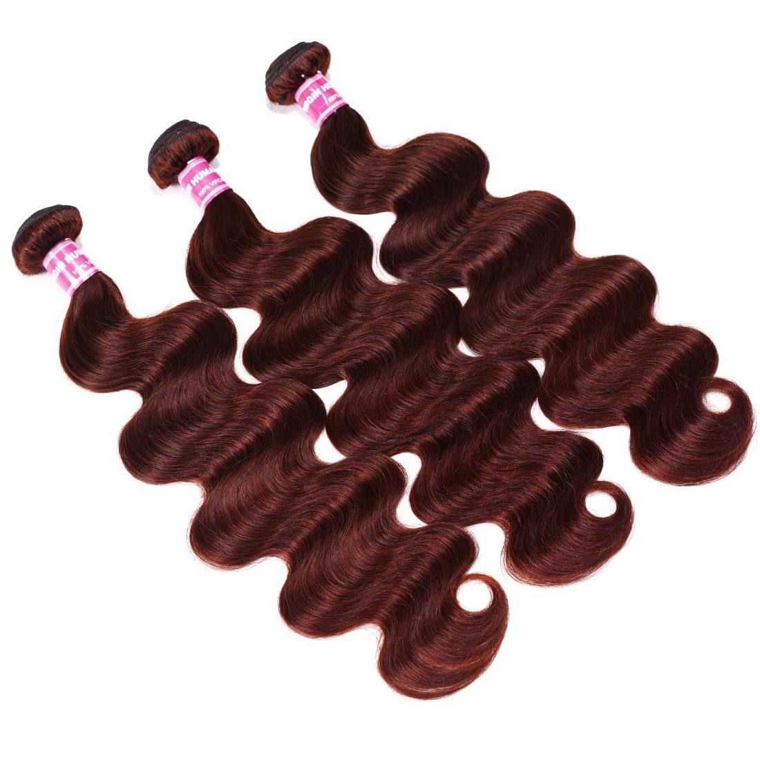 Reddish Brown Body Wave Human Hair Weave 3 Bundles Brown Copper Red Human Hair Wavy Weaves for Sew in Extensions