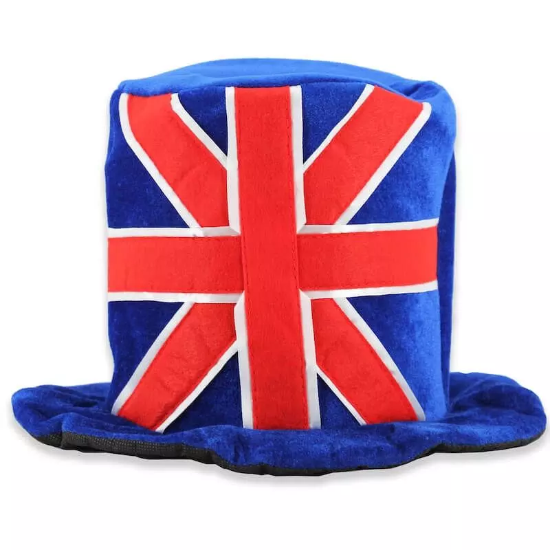 Union Jack Hat - One Size, Red White and Blue Felt Top Hat  FS009