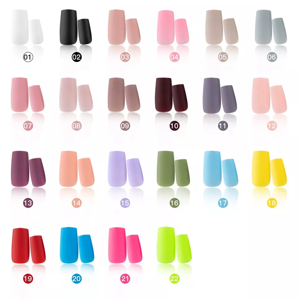 Fast Delivery High Quality nail Art Supplies Matte Square 24Pcs Solid Color Full Cover DIY Press On False Nails