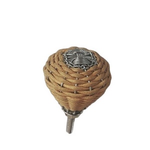 Yellow Jute Handmade Cabinet Drawer Knob New Rattan Handle Knob Rattan Furniture Knobs Cabinet Handles Rattan Door Handle