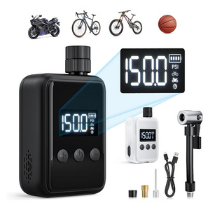 Electric Bike Pump, 120PSI Portable Bicycle Pump, Mini Bicycle Tire Pump with Pressure Gauge LCD Display, Presta