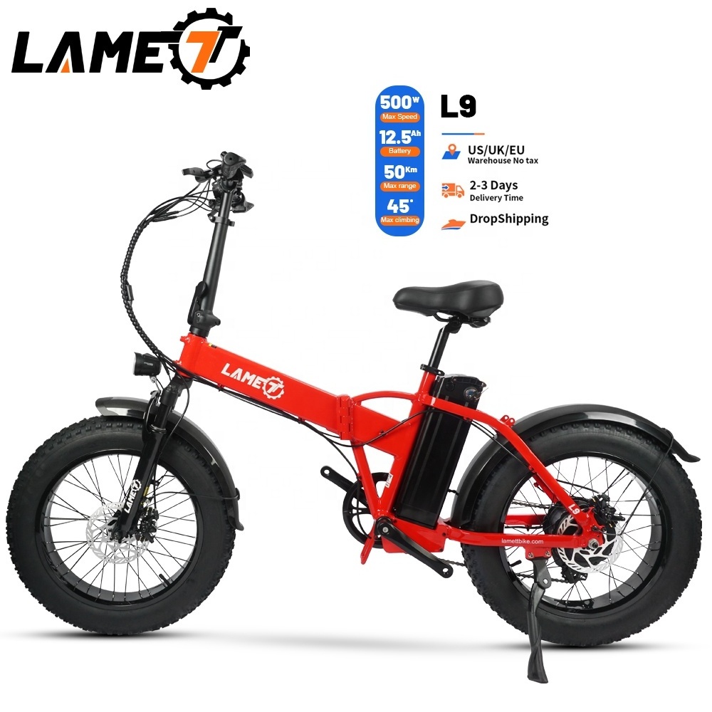 16Ah Battery 7 Speed Electric Bicycle 20Inch Snow Fat Tire Foldable Mountain Electric Bike