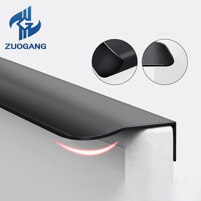 Zuogang Custom Modern Aluminum Hidden Drawer Cabinet Handles Furniture Thick Cupboard Finger Edge Pull Door Handle