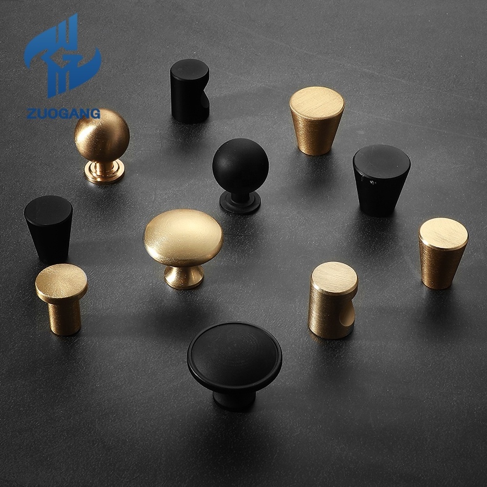 Zuogang china wholesale Kitchen Cabinet knobs and handles modern Black Gold Metal Drawer furniture handles knobs