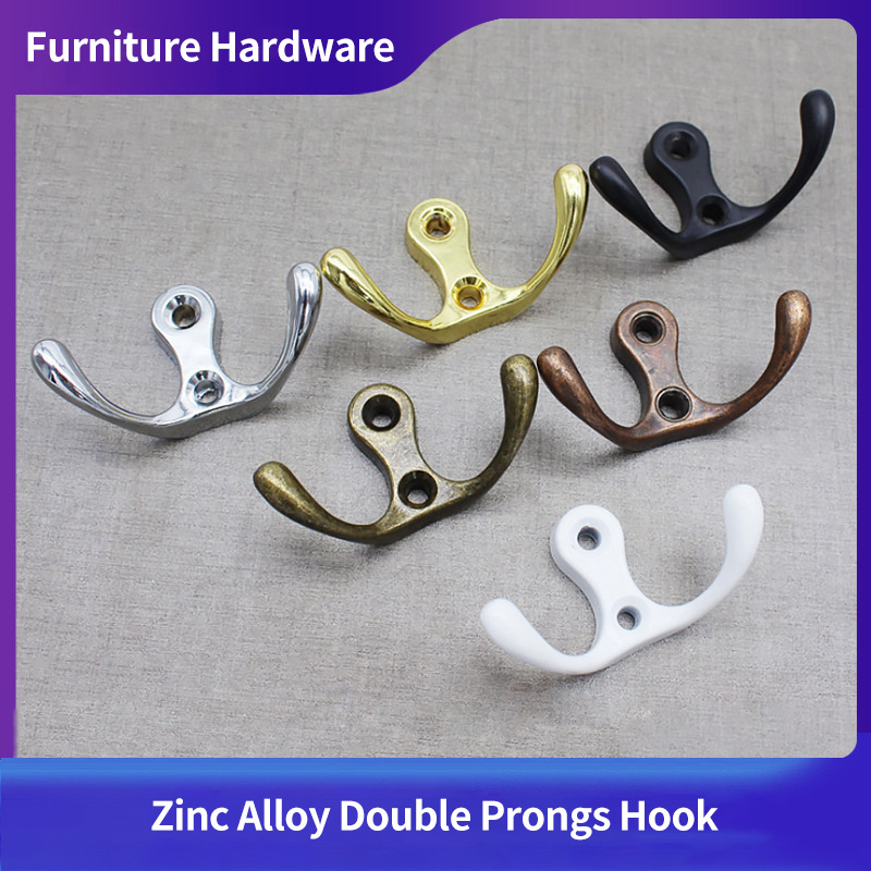 Zuogang Furniture Hardware Metal Wall Mounted Double Hook Clothes Hook Hangers