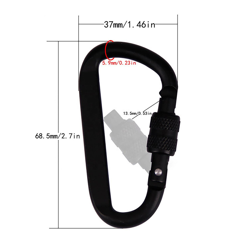 Zuogang custom steel swivel snap hook 10mm 25mm 40mm aluminum locking climbing hammock carabiner