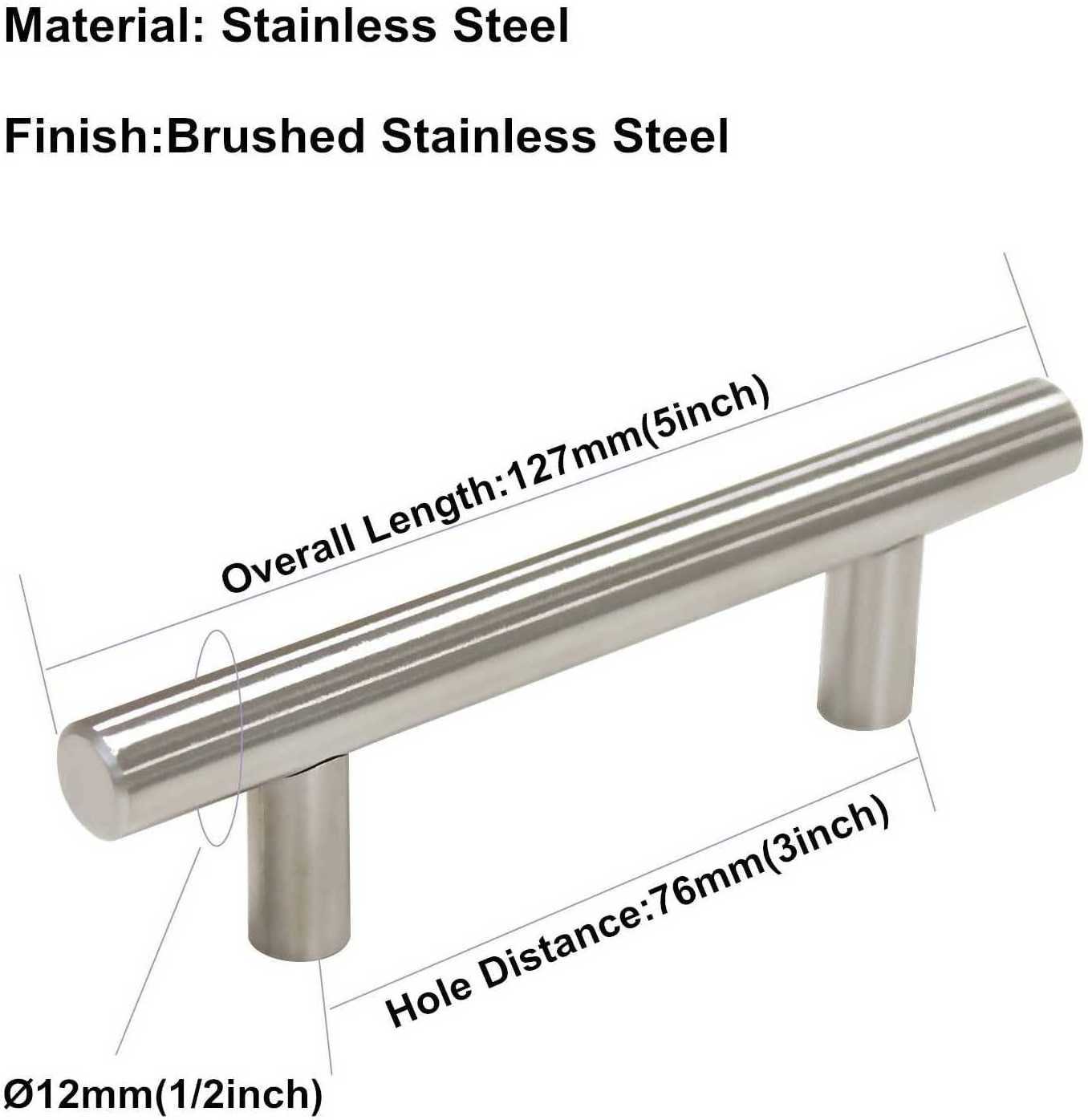 Zuogang Hot Sale Stainless Steel Hardware Wardrobe Kitchen Drawer Pulls Classic T Cabinet Handle