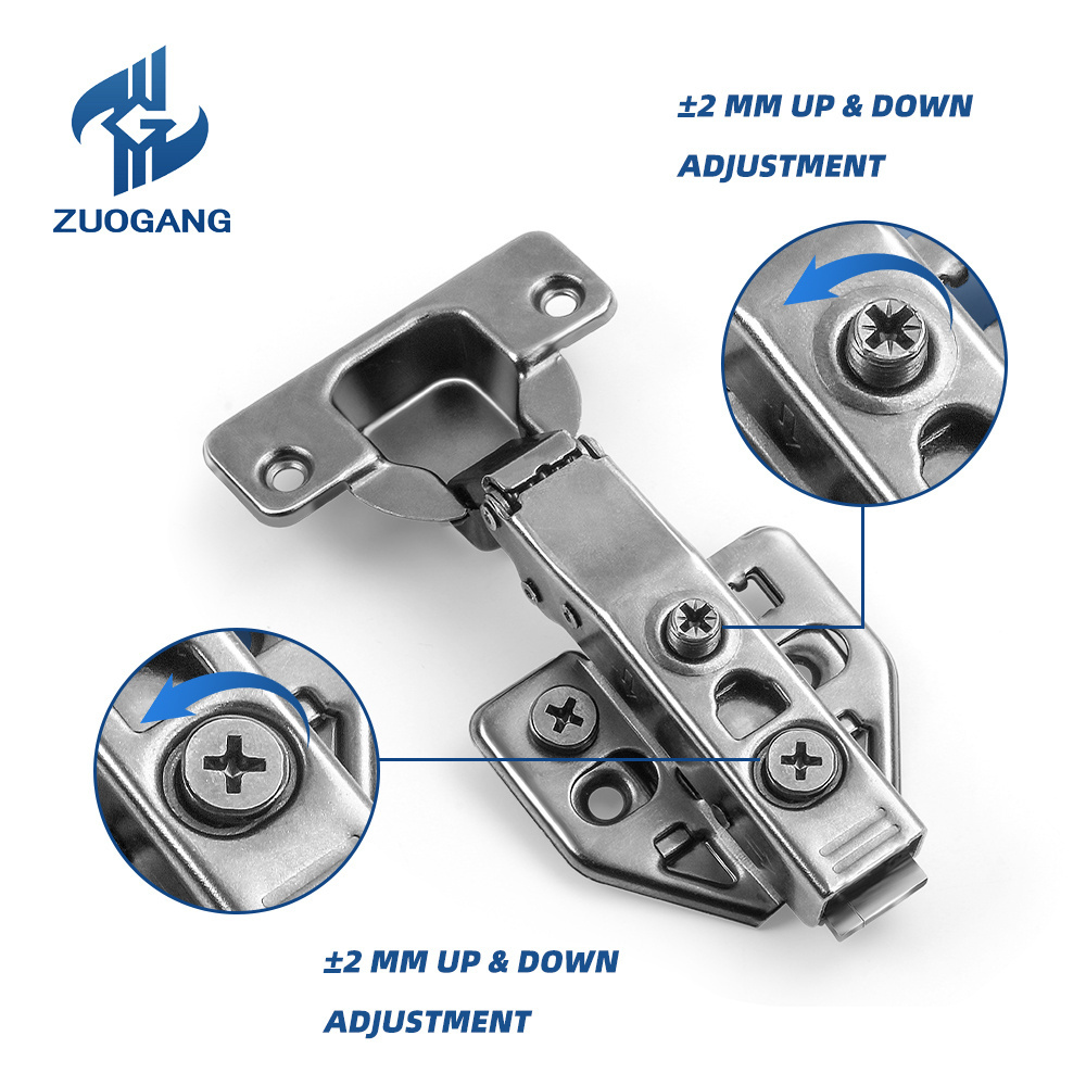 Zuogang adjustable Cold Steel MS hydraulic buffer damping Clip-on Soft Closing cabinet furniture 3D hinge