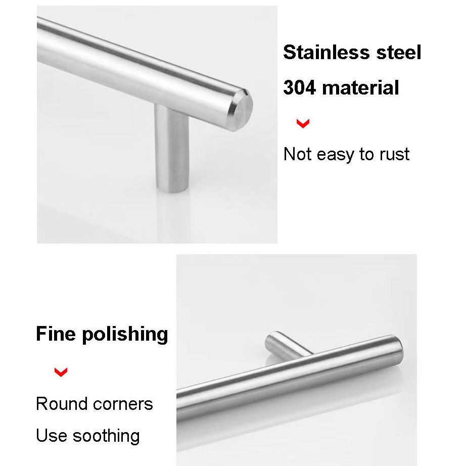 Zuogang Modern Stainless Steel Furniture Kitchen Dresser Pull Handle Drawer T bar Cabinet Furniture Handles