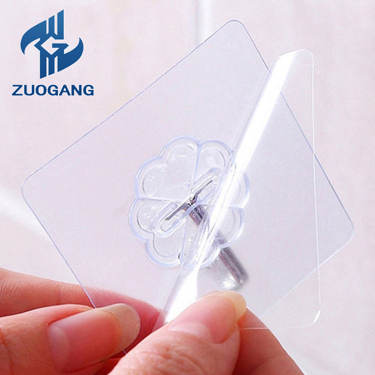 Zuogang Alibaba Wholesale Door Hardware Custom Metal Transparent Strong Plastic Hook Adhesive Rails Coat Robe Wall Hooks