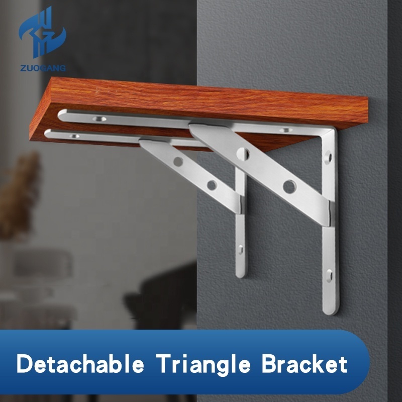 Wholesale Metal Shelf Support Brackets L Type Stainless Steel Angle Shelves Bracket Wall Mount Floating Folding Braces