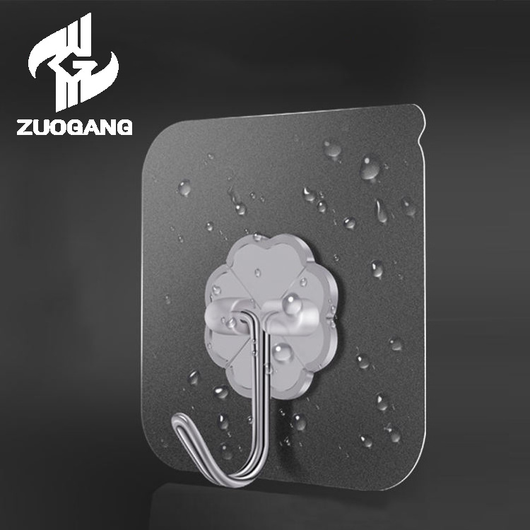 Zuogang Alibaba Wholesale Door Hardware Custom Metal Transparent Strong Plastic Hook Adhesive Rails Coat Robe Wall Hooks