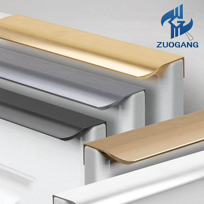 Zuogang Custom Modern Aluminum Hidden Drawer Cabinet Handles Furniture Thick Cupboard Finger Edge Pull Door Handle