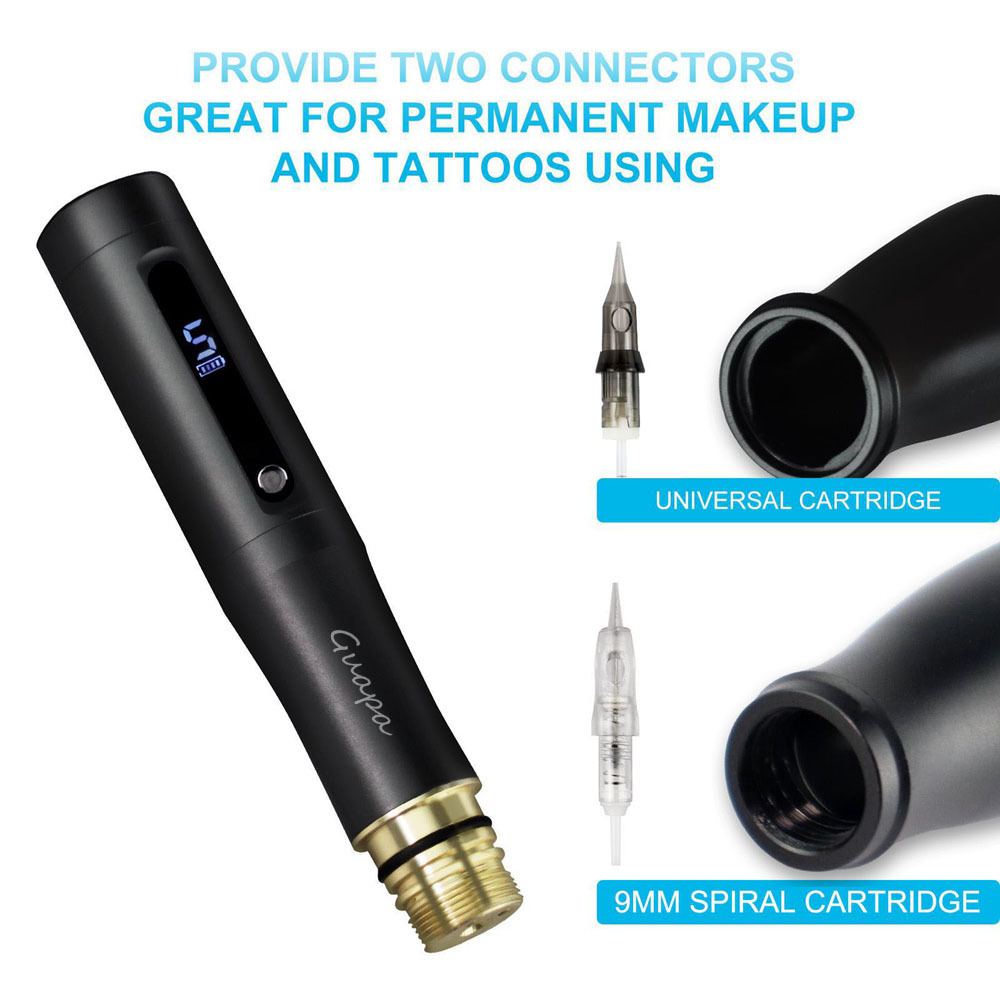 Newest Permanent Makeup Tattoo Machine with 2 Head Digital Eyebrow Tattoo Machine Pen Universal Tattoo Cartridge Needles