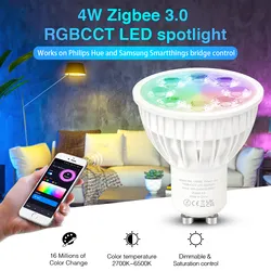 Zigbee Alexa Google Home compatible 4W AC 100-240V RGB+CCT GU10 spot light GU10 RGBCW smart bulb