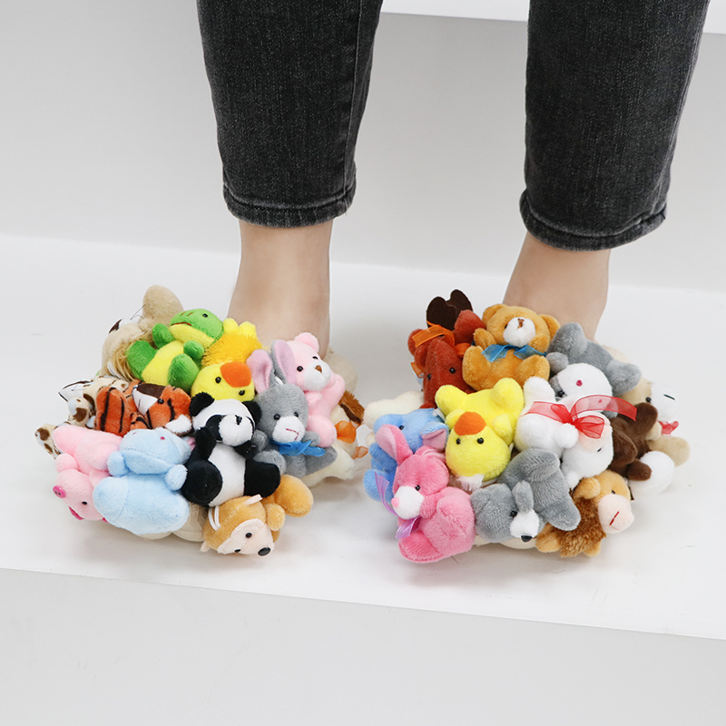 TRENDY Handmade Indoor Adult Stuffed Animal Teddy Bear Bubble Slippers Plush Toy EVA Bubble Slides For Women Female