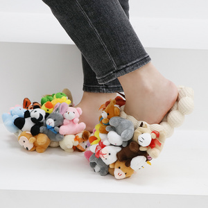 TRENDY Handmade Indoor Adult Stuffed Animal Teddy Bear Bubble Slippers Plush Toy EVA Bubble Slides For Women Female