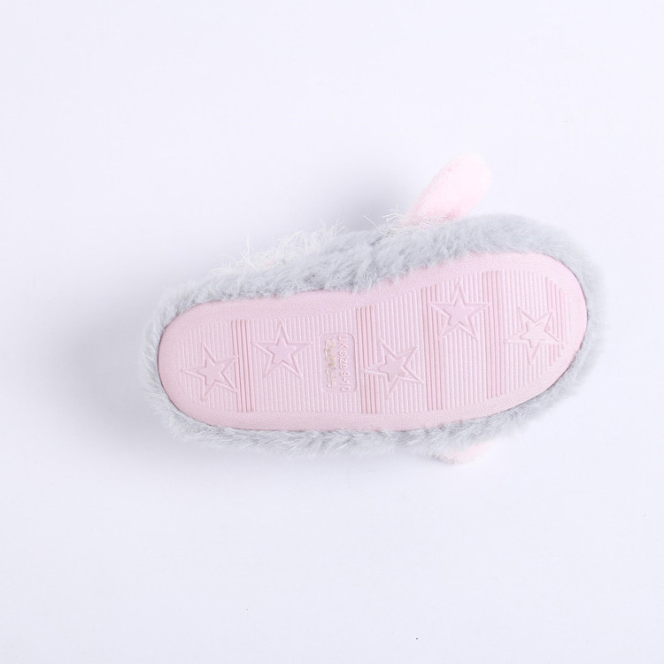 Wholesale customized winter rainbow plush fur unicorn animal warm indoor and outdoor house baby slipper shoes slippers