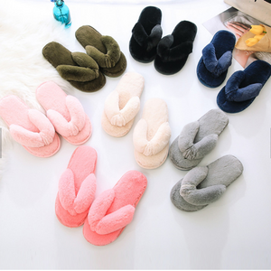 Big size faux fur slippers indoor plush fur flip flops, women fluffy fur thong