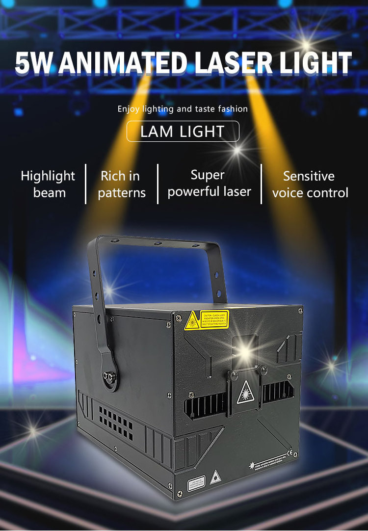 LAM 5W RGB Animation Laser Light 3D Laser Projector Events Nightclub  Rgb Laser 30 Kpps For dj Disco Lazer