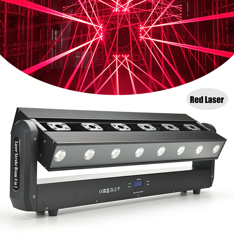 Hot Selling Bar Lights 6 Heads Led Beam Laser Strobe 3in1 RGB Moving Head 500mW Red Laser Amber Beam RGB Strobe Disco Lights