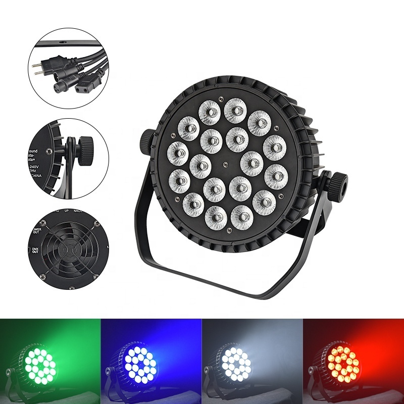 2023 New design 18x18w15w12w RGBWA + UV 6/5/4in1 led par 64 can light IP20 DMX 18*10W flat par stage lighting