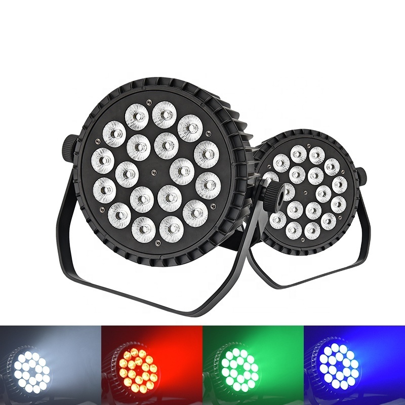 2023 New design 18x18w15w12w RGBWA + UV 6/5/4in1 led par 64 can light IP20 DMX 18*10W flat par stage lighting