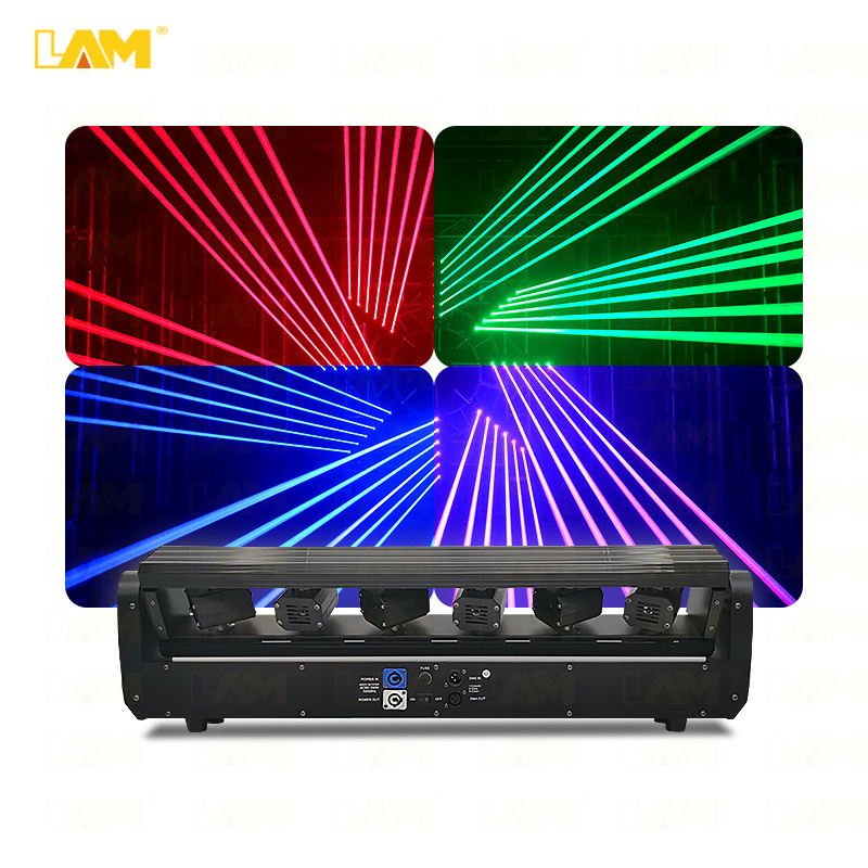 LAM 6 Eye Laser Moving Head Light Beam Bar 6 Heads 500mw RGB 3IN1 Full Color Red Green Blue Laser Lights For Night Club