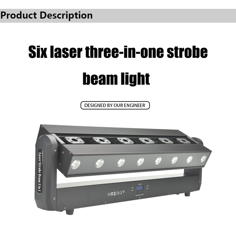 Hot Selling Bar Lights 6 Heads Led Beam Laser Strobe 3in1 RGB Moving Head 500mW Red Laser Amber Beam RGB Strobe Disco Lights