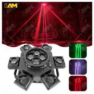 Stage Light 6 Arms Beam 4 Bee Eyes Led Moving Head Light  RGBW 4in1 Beam With Red Green Lazer For Disco Nightclub Effect Lights