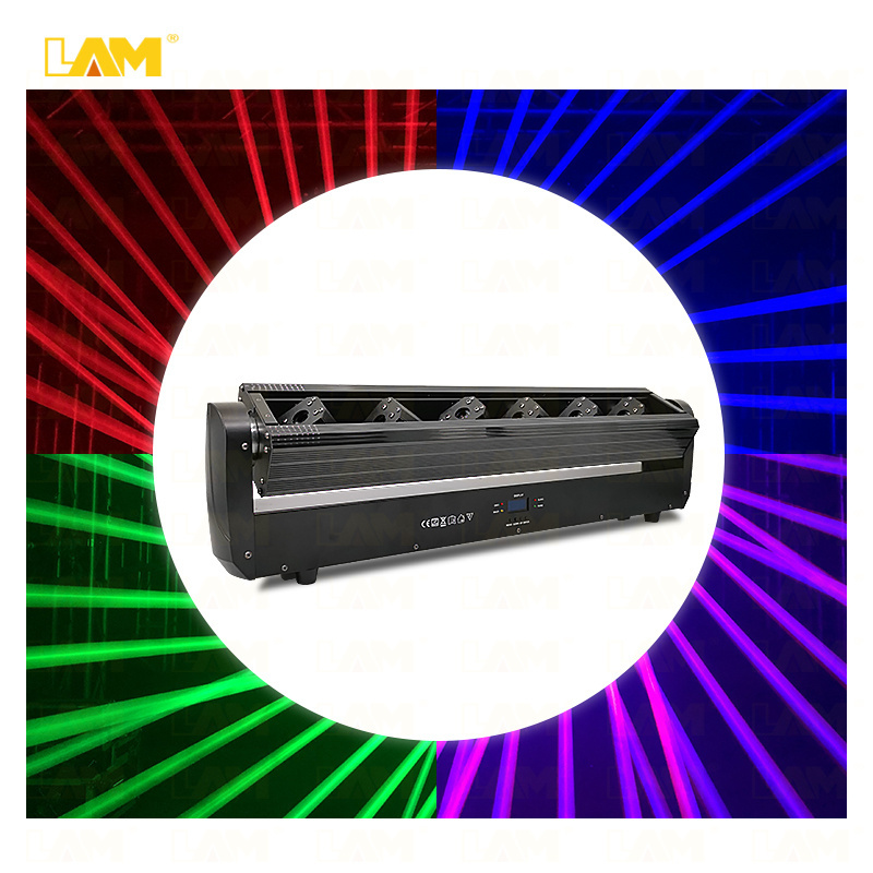 LAM 6 Eye Laser Moving Head Light Beam Bar 6 Heads 500mw RGB 3IN1 Full Color Red Green Blue Laser Lights For Night Club