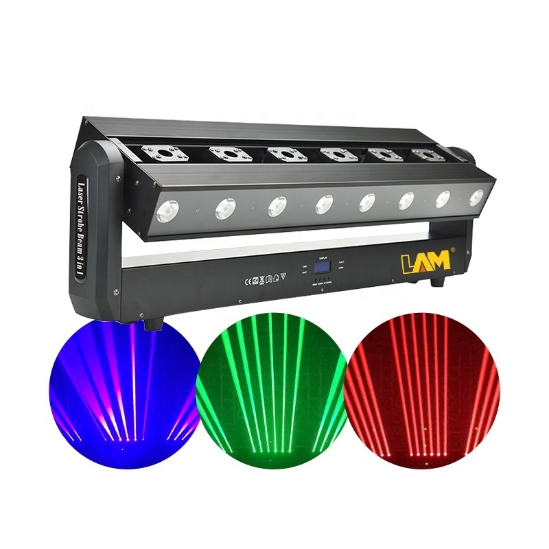 6 Heads green laser strobe beam 3in1 moving head light for club 5050 3 in 1 0.3W * 480PCS