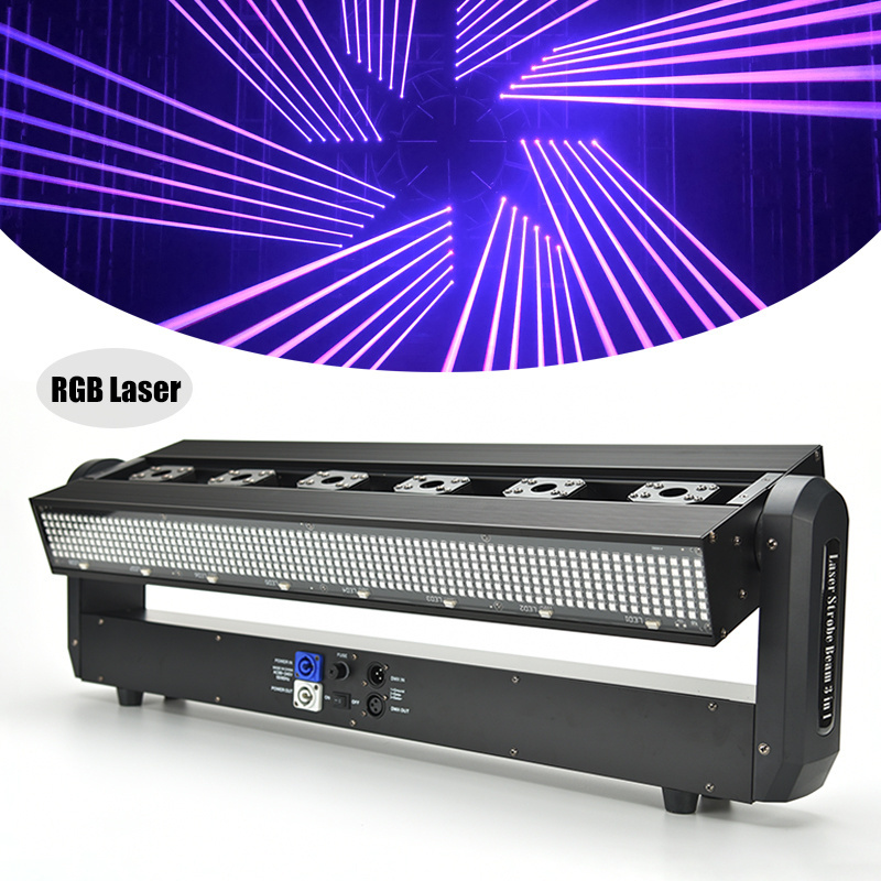 Hot Selling Bar Lights 6 Heads Led Beam Laser Strobe 3in1 RGB Moving Head 500mW Red Laser Amber Beam RGB Strobe Disco Lights