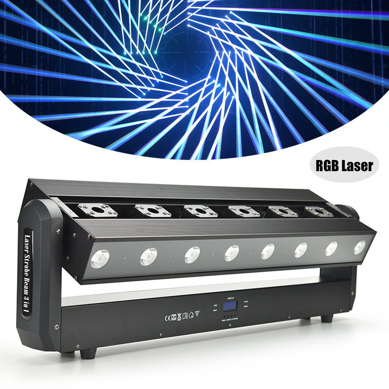 Hot Selling Bar Lights 6 Heads Led Beam Laser Strobe 3in1 RGB Moving Head 500mW Red Laser Amber Beam RGB Strobe Disco Lights