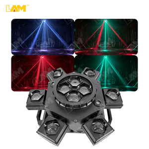 6 Arm Bee Eyes LED Beam Moving Head Light with Red Green Laser Effects DMX Stage Lighting For DJ  Disco Music Dance Party