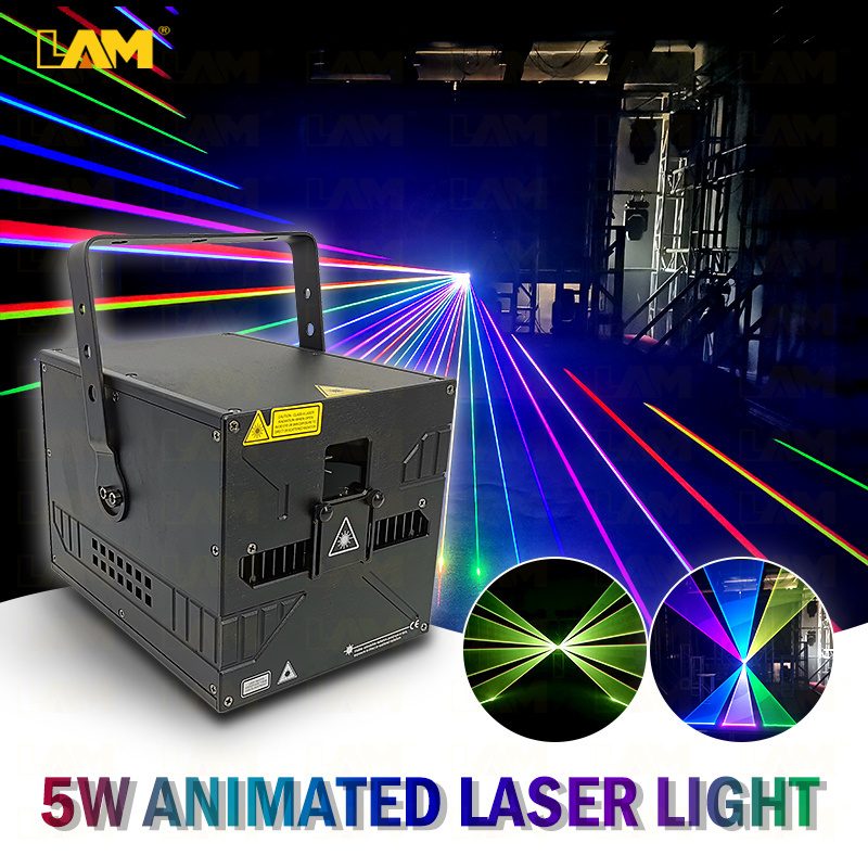 LAM 5W RGB Animation Laser Light 3D Laser Projector Events Nightclub  Rgb Laser 30 Kpps For dj Disco Lazer