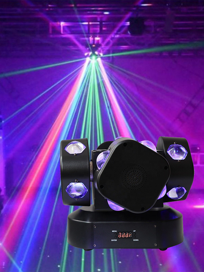 Rotating Beam Laser Moving Head Light RGBW 4in1 Led with Strobe Effects Stage Lighting for DJ Disco Club Music Party