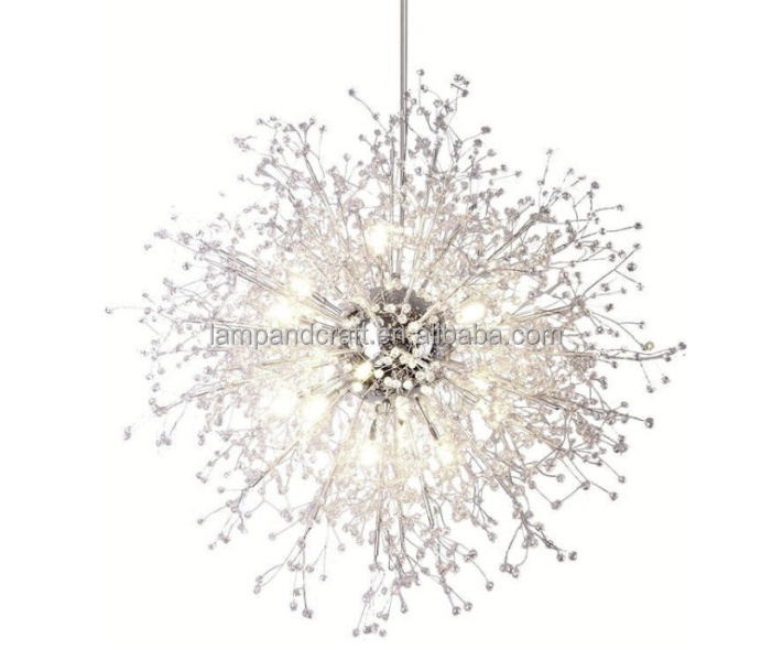 Brushed Gold Round Chandelier With Glass Rods for Home Hotel Decoration