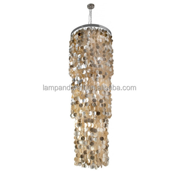 Round Chandelier With Capiz Shells for Dining/Living Room, Bedroom, Office, Foyer