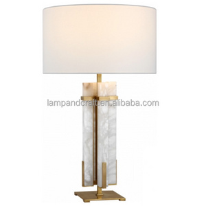 Large Table Lamp 1-Light Hand-Rubbed Brass & Alabaster Linen Shade for home decor bedroom hotel lobby hotel Guestroom