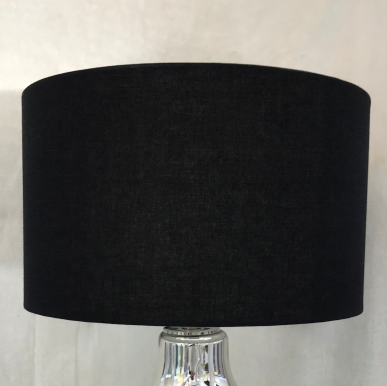 chrome ball big size glass table lamp with black linen fabric lampshade for hotel