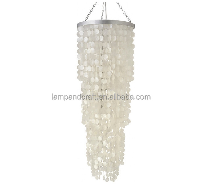 Round Chandelier With Capiz Shells for Dining/Living Room, Bedroom, Office, Foyer